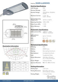 Đường nhôm 100W High Power LED Ánh sáng đạc IP65, 120v 130v 240v